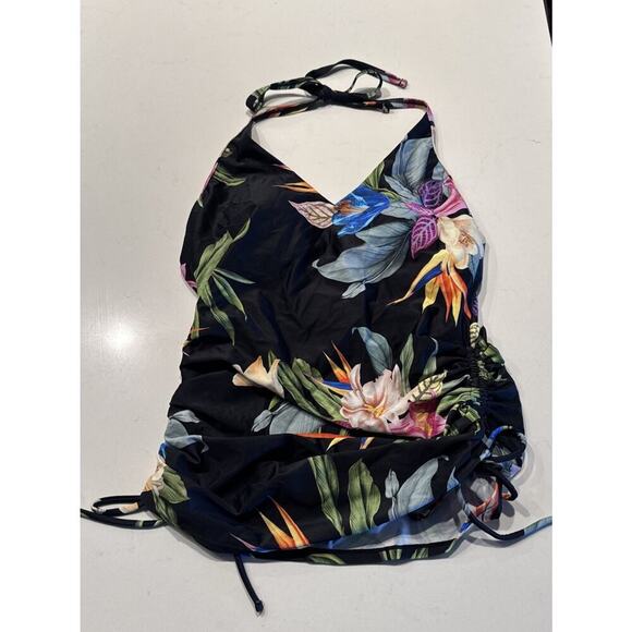 KONA SOL Women’s Size Small Hawaiin Print Halter Swim Tank Takini Tropical - Picture 1 of 6